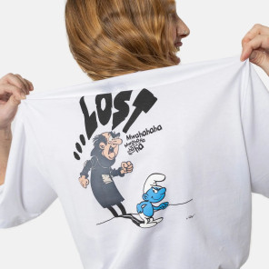 Camiseta Lost Smurfs Gargamel Shadow Branco