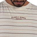 Camiseta Plano C Listrada Bordado Bege